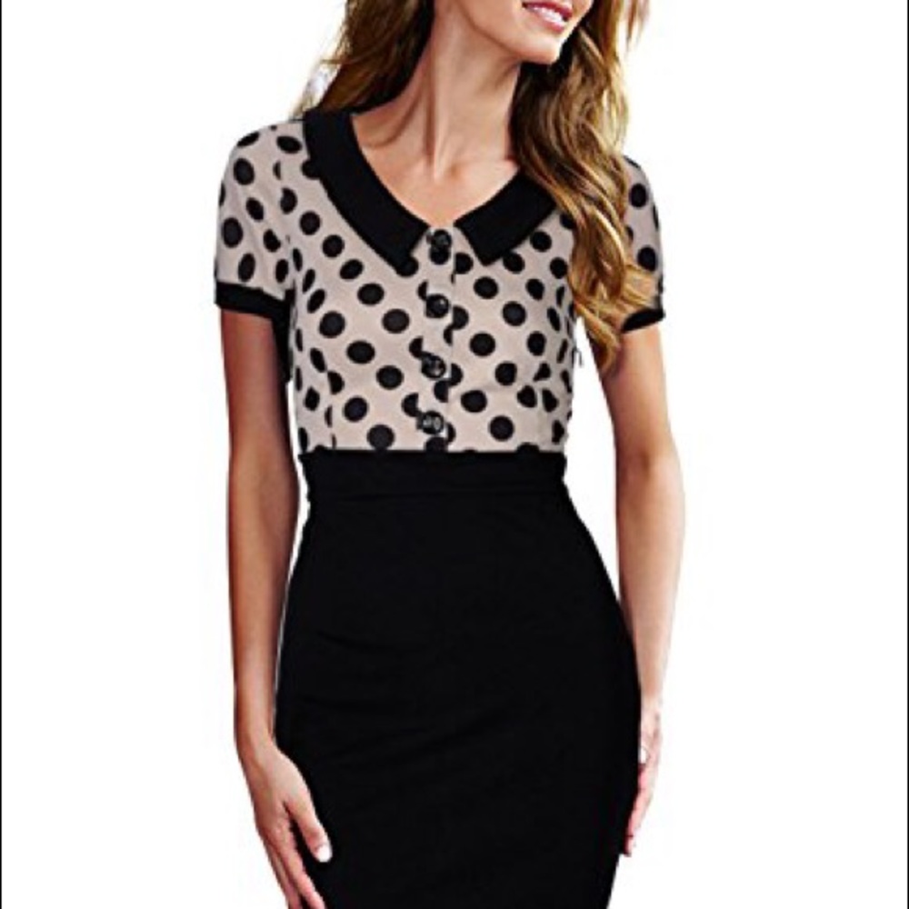 Yellow Polka Dot V Neck Dress